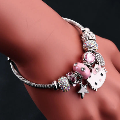 Hello Kitty DIY Pink Bow Bracelet Cosplay Sanrio Cute Gift - Cake Pops Parties