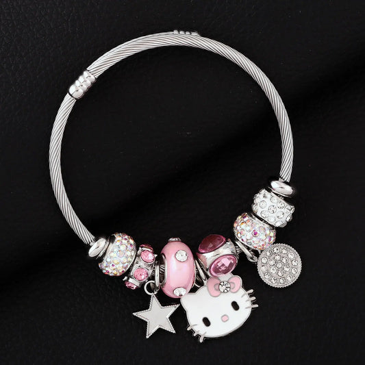 Hello Kitty DIY Pink Bow Bracelet Cosplay Sanrio Cute Gift - Cake Pops Parties
