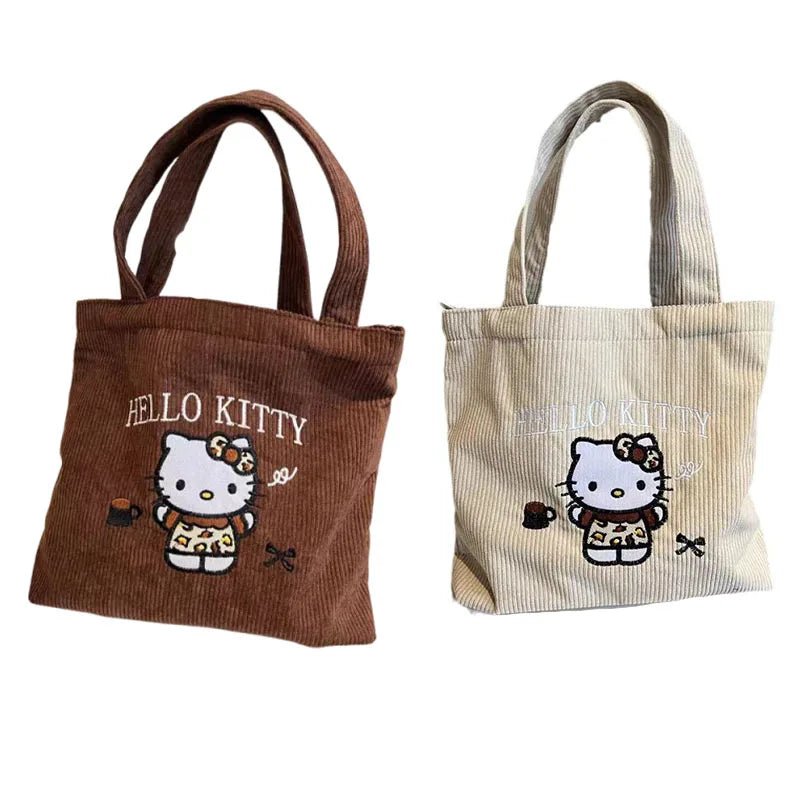 Hello Kitty Embroidered Handbag Corduroy School Shoulder Bag - Cake Pops Parties