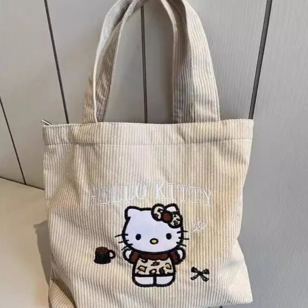 Hello Kitty Embroidered Handbag Corduroy School Shoulder Bag - Cake Pops Parties