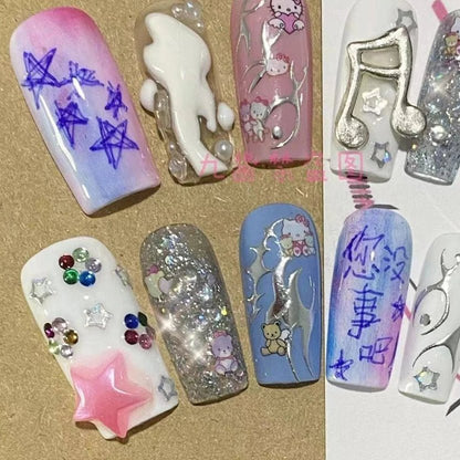 Hello Kitty Five Star Press - On Nails Handmade Pearl Diamond - Cake Pops Parties