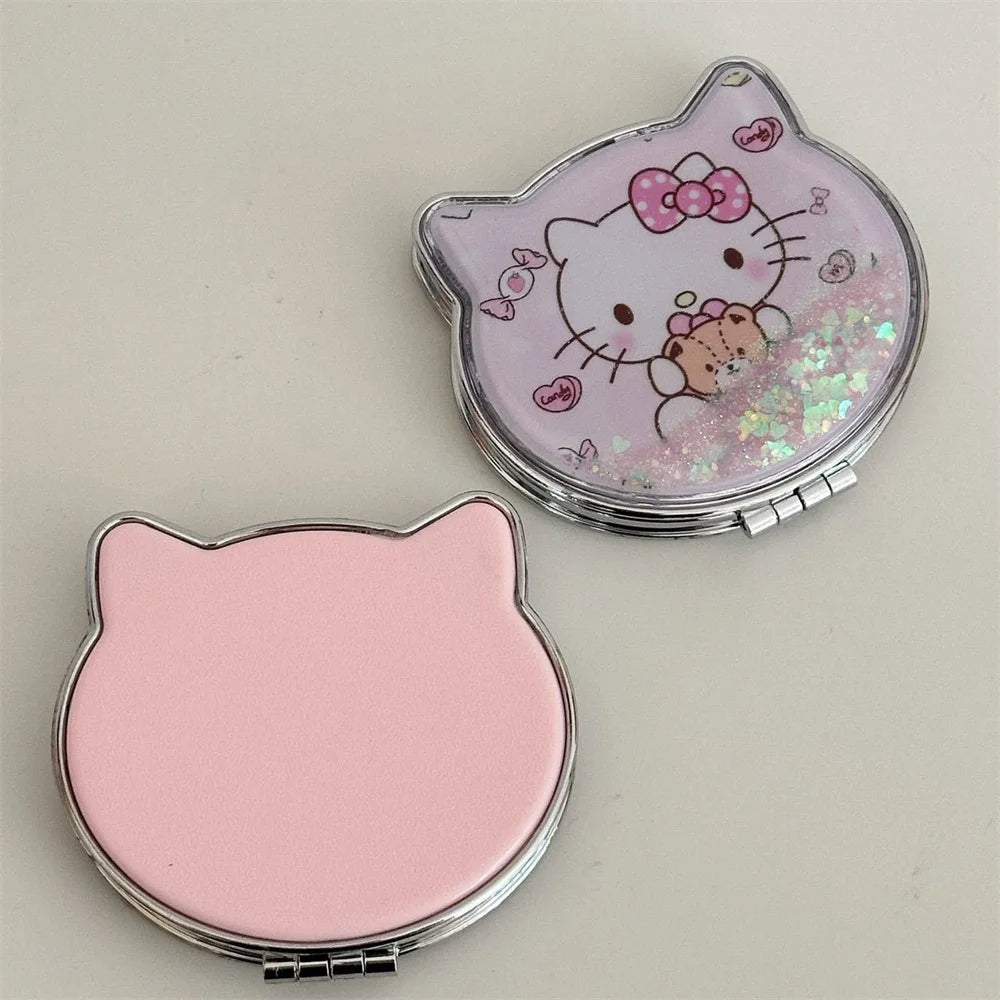 Hello Kitty Flowing Sand Double - Sided Portable Makeup Mirror - Cake Pops Parties