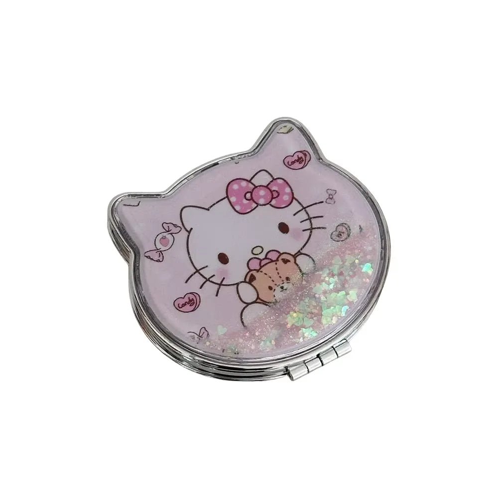 Hello Kitty Flowing Sand Double - Sided Portable Makeup Mirror - Cake Pops Parties