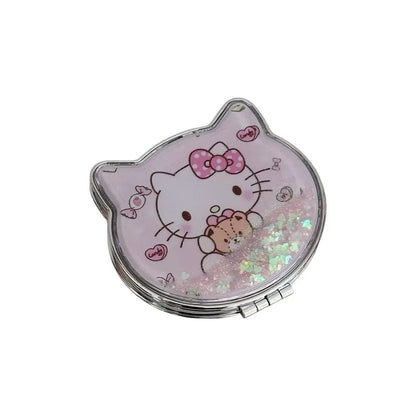 Hello Kitty Flowing Sand Double - Sided Portable Makeup Mirror - Cake Pops Parties