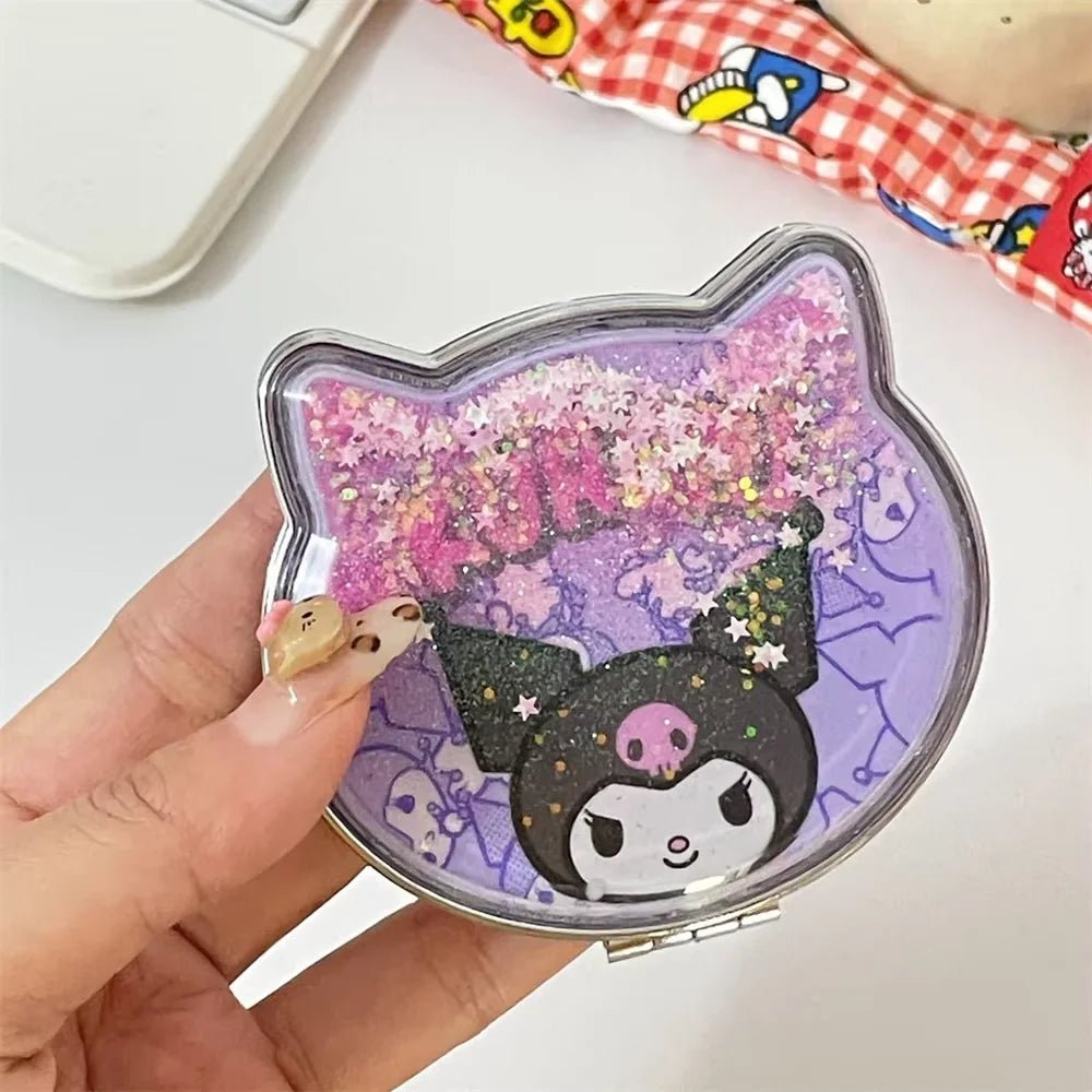 Hello Kitty Flowing Sand Double - Sided Portable Makeup Mirror - Cake Pops Parties
