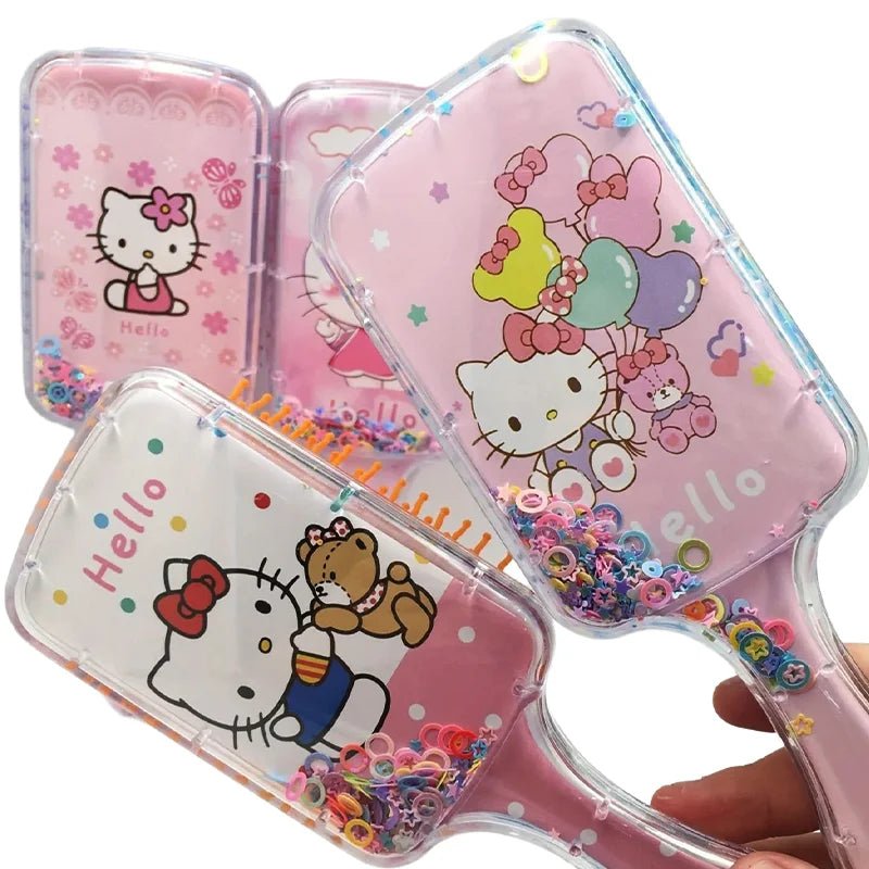 Hello Kitty Glitter Hair Brush | Floating Sequin Comb | Girl Gift - Cake Pops Parties