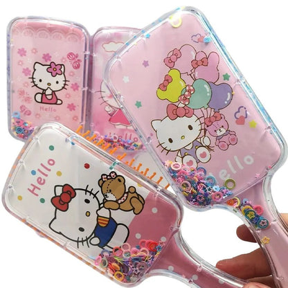 Hello Kitty Glitter Hair Brush | Floating Sequin Comb | Girl Gift - Cake Pops Parties