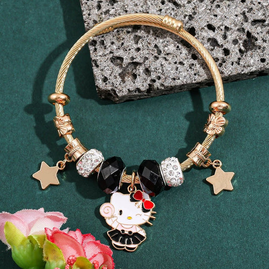 Hello Kitty Gold Luxury Bangle Sanrio Wedding Jewelry Gift Women - Cake Pops Parties