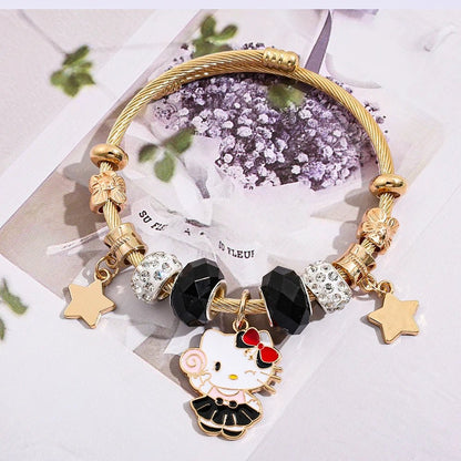 Hello Kitty Gold Luxury Bangle Sanrio Wedding Jewelry Gift Women - Cake Pops Parties