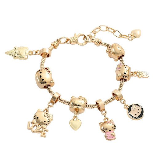 Hello Kitty Gold Plated Charm Bracelet Women Kawaii Sanrio Gift - Cake Pops Parties