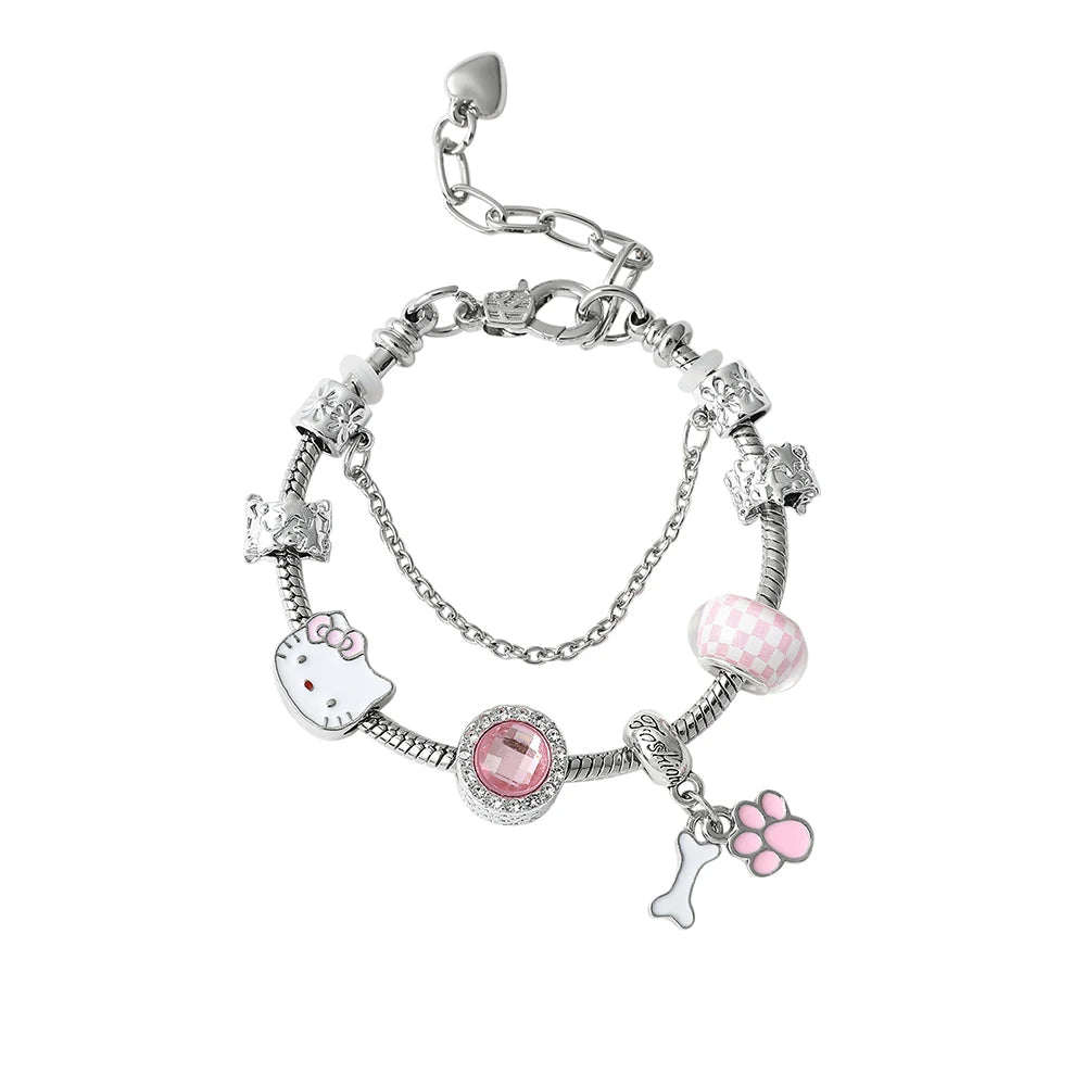 Hello Kitty Gold Plated Charm Bracelet Women Kawaii Sanrio Gift - Cake Pops Parties