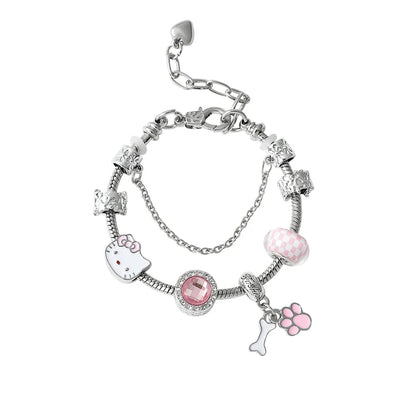 Hello Kitty Gold Plated Charm Bracelet Women Kawaii Sanrio Gift - Cake Pops Parties
