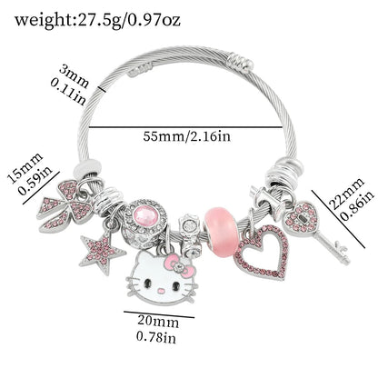 Hello Kitty Gold Plated Charm Bracelet Women Kawaii Sanrio Gift - Cake Pops Parties