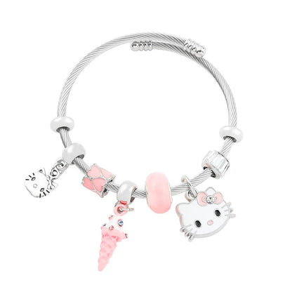 Hello Kitty Gold Plated Charm Bracelet Women Kawaii Sanrio Gift - Cake Pops Parties