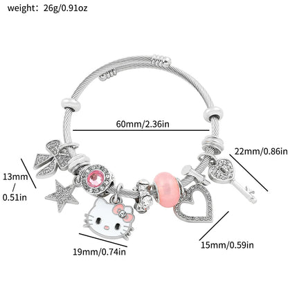 Hello Kitty Gold Plated Charm Bracelet Women Kawaii Sanrio Gift - Cake Pops Parties