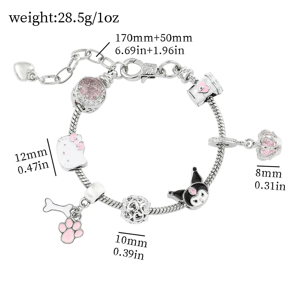 Hello Kitty Gold Plated Charm Bracelet Women Kawaii Sanrio Gift - Cake Pops Parties