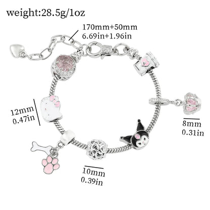 Hello Kitty Gold Plated Charm Bracelet Women Kawaii Sanrio Gift - Cake Pops Parties