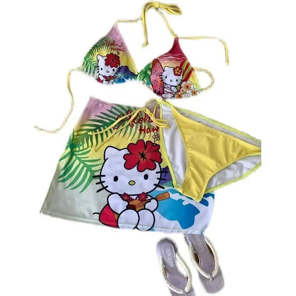 Hello Kitty Hawaiian Bikini | Push - Up Swimsuit | Kawaii Beach Wear - Cake Pops Parties