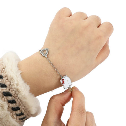 Hello Kitty Heart Rhinestone Metal Bracelet Kawaii Anime Jewelry - Cake Pops Parties