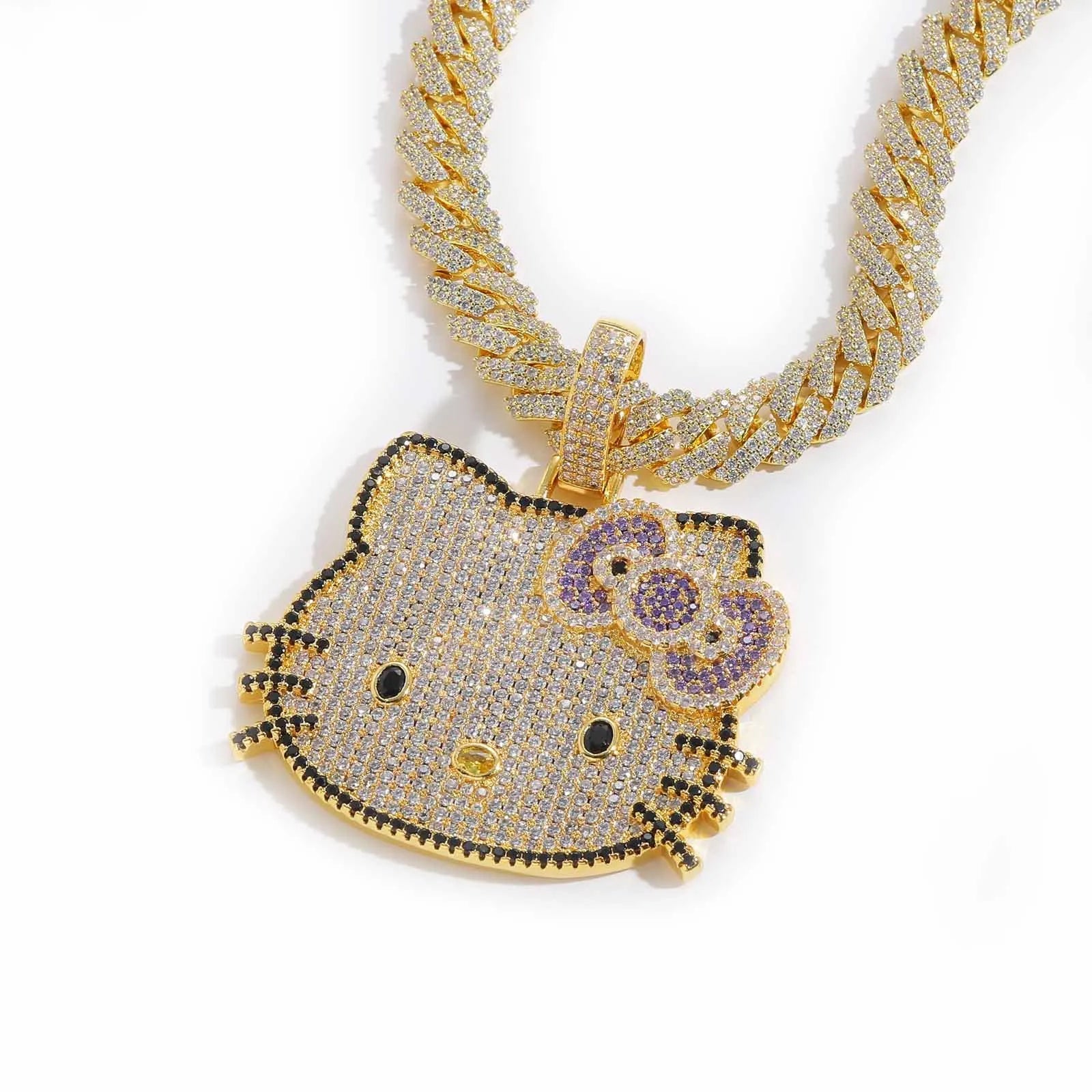 Hello Kitty Hip Hop Chain Sanrio Twist Pendant Necklace Gift - Cake Pops Parties
