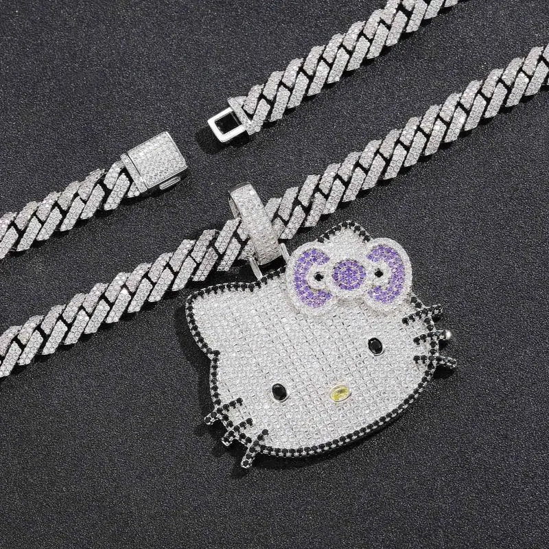 Hello Kitty Hip Hop Chain Sanrio Twist Pendant Necklace Gift - Cake Pops Parties