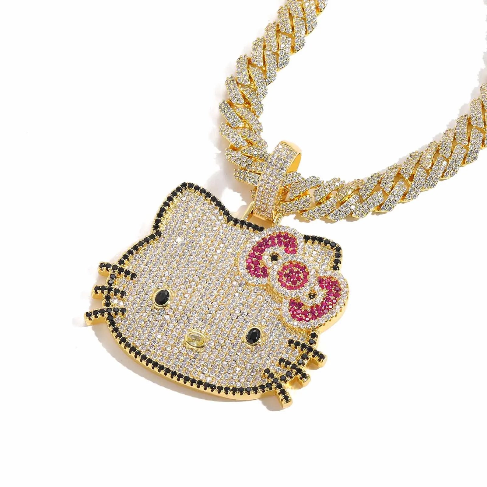 Hello Kitty Hip Hop Chain Sanrio Twist Pendant Necklace Gift - Cake Pops Parties
