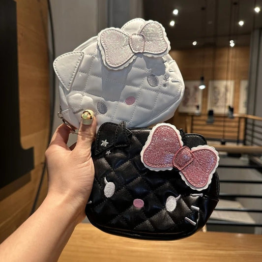 Hello Kitty Kawaii Makeup Bag - Quilted PU Cosmetic Pouch Bow - Cake Pops Parties