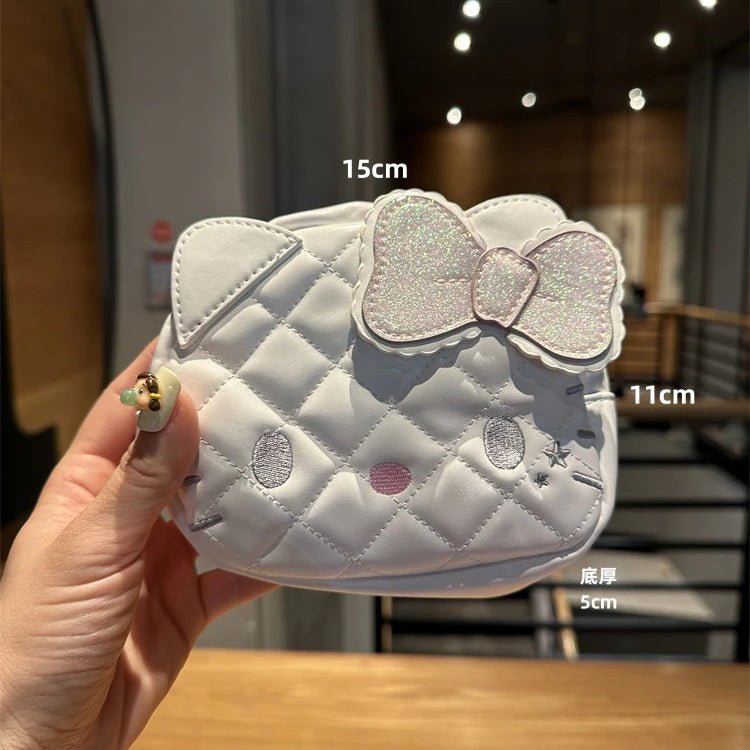 Hello Kitty Kawaii Makeup Bag - Quilted PU Cosmetic Pouch Bow - Cake Pops Parties