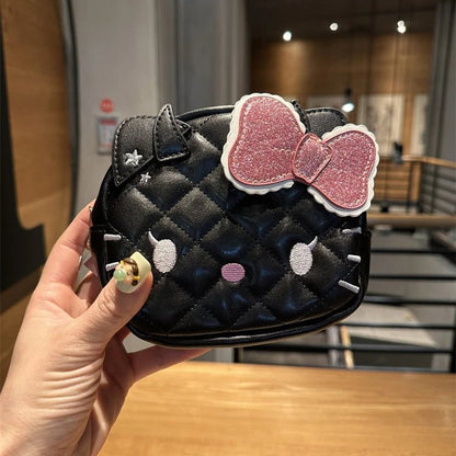 Hello Kitty Kawaii Makeup Bag - Quilted PU Cosmetic Pouch Bow - Cake Pops Parties