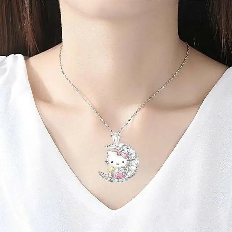 Hello Kitty Kids Moon Pendant Necklace Cute Girls Jewelry - Cake Pops Parties