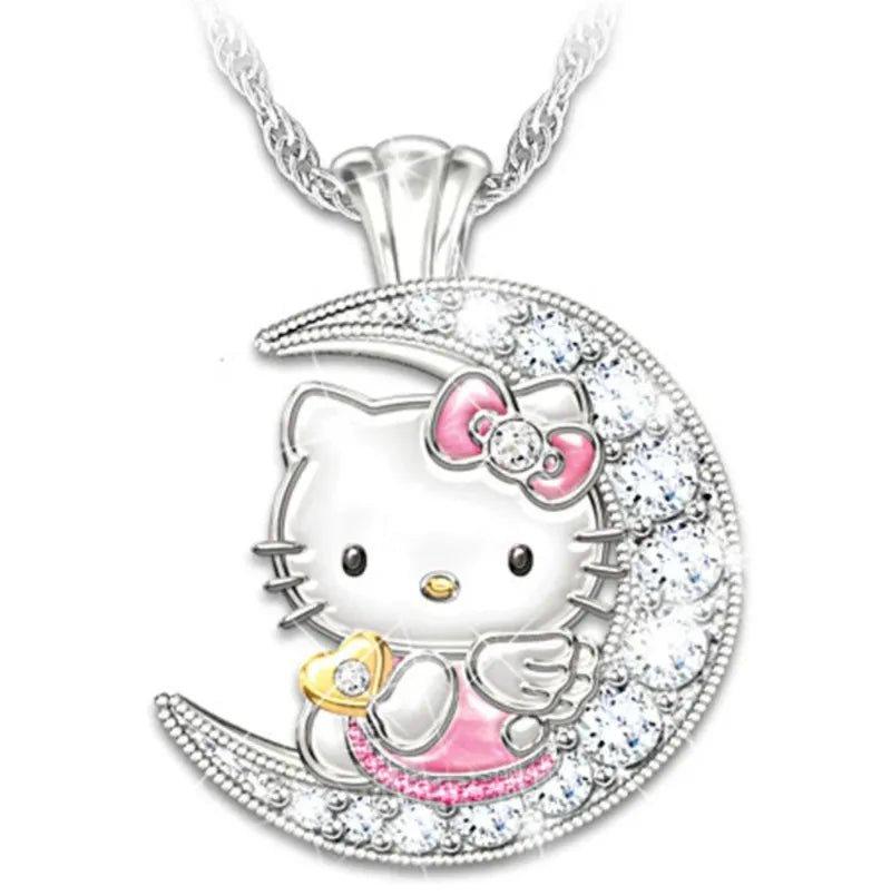 Hello Kitty Kids Moon Pendant Necklace Cute Girls Jewelry - Cake Pops Parties