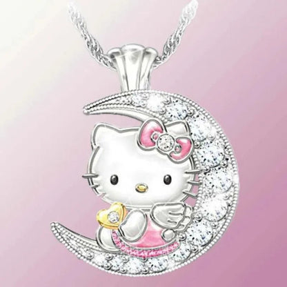 Hello Kitty Kids Moon Pendant Necklace Cute Girls Jewelry - Cake Pops Parties