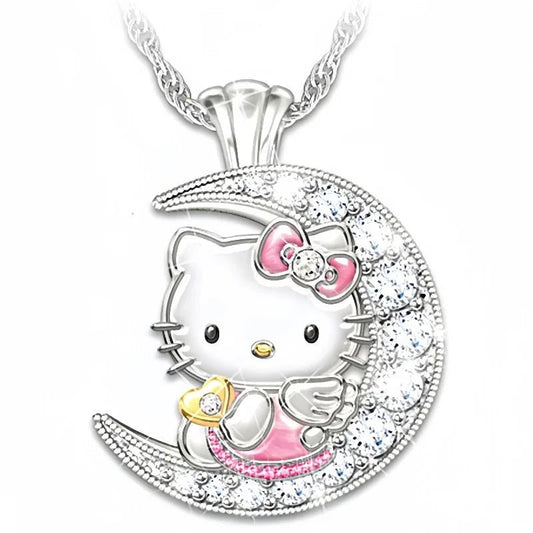 Hello Kitty Kids Moon Pendant Necklace Cute Girls Jewelry - Cake Pops Parties