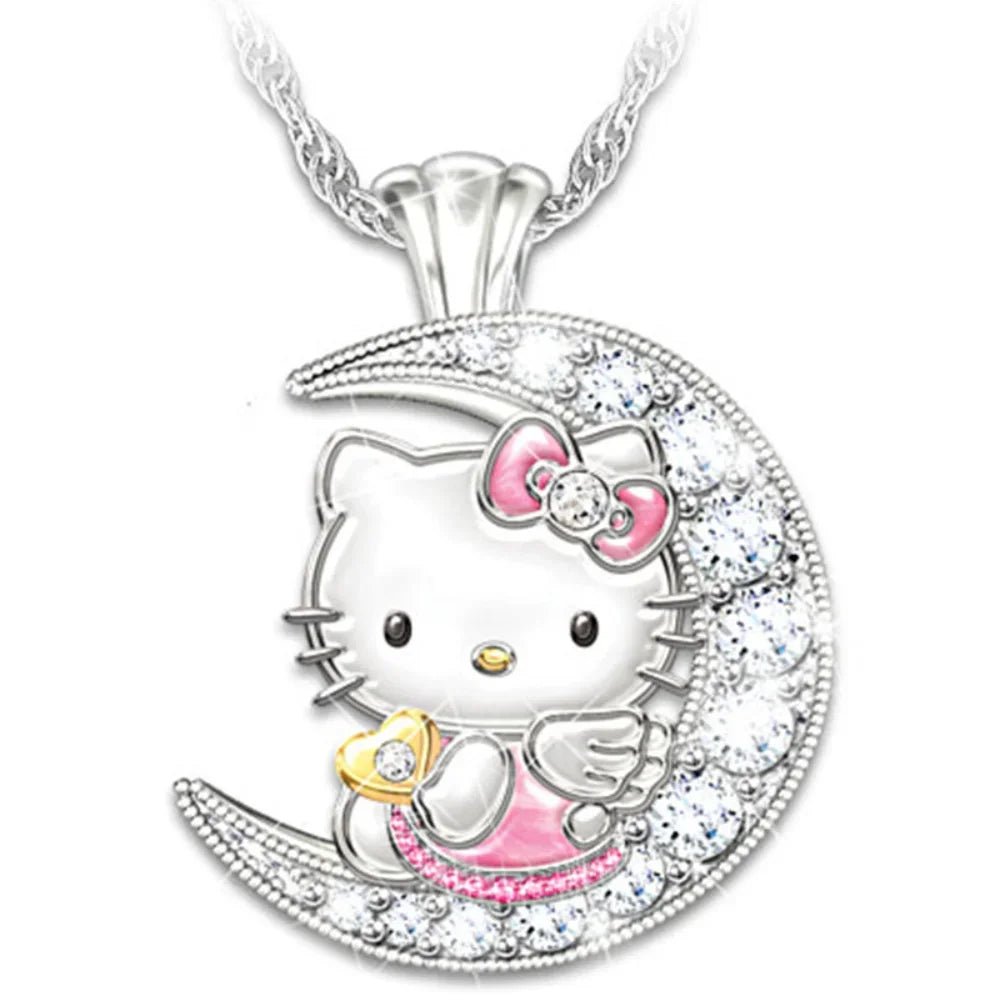Hello Kitty Kids Moon Pendant Necklace Cute Girls Jewelry - Cake Pops Parties