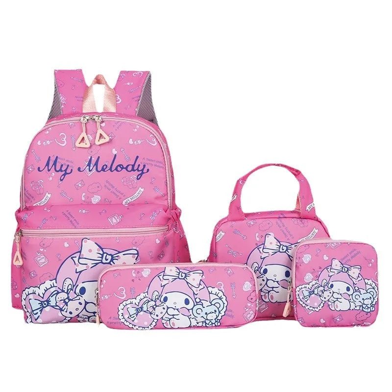 Hello Kitty Kuromi 4PCS Backpack Set - Girls Kindergarten School Bag - Cake Pops Parties