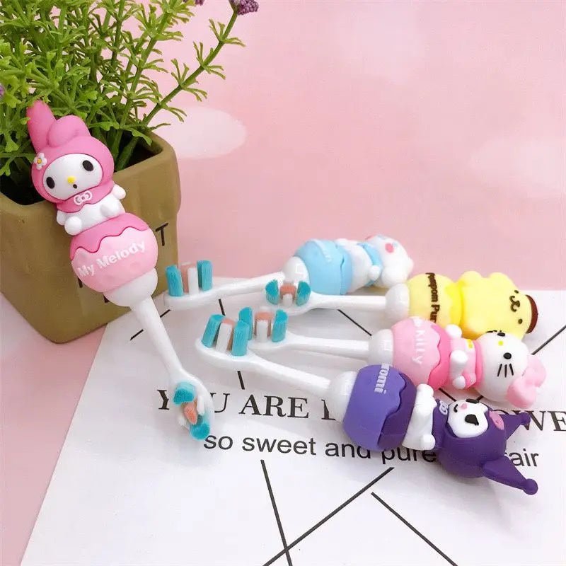 Hello Kitty Kuromi Kids Toothbrush 3D Silicone Soft Bristle - Cake Pops Parties