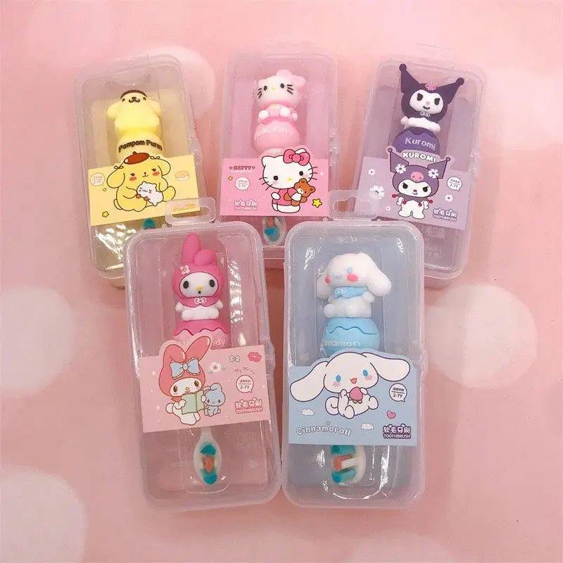 Hello Kitty Kuromi Kids Toothbrush 3D Silicone Soft Bristle - Cake Pops Parties