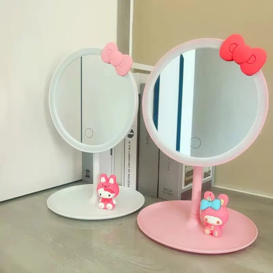 Hello Kitty LED Makeup Mirror Kawaii Sanrio 3 - Color Desktop Gift - Cake Pops Parties