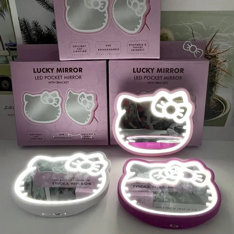 Hello Kitty Luminous Makeup Mirror Foldable USB Charging Stand - Cake Pops Parties
