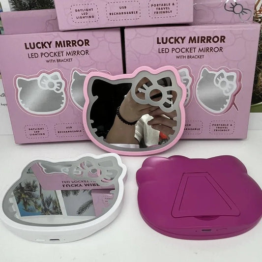 Hello Kitty Luminous Makeup Mirror Foldable USB Charging Stand - Cake Pops Parties