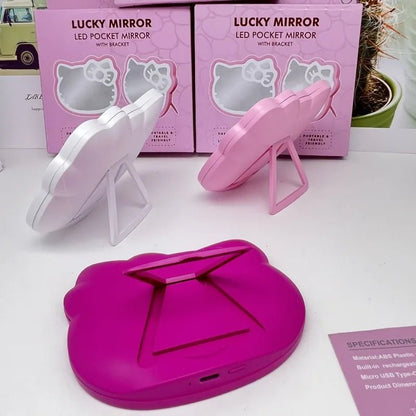 Hello Kitty Luminous Makeup Mirror Foldable USB Charging Stand - Cake Pops Parties