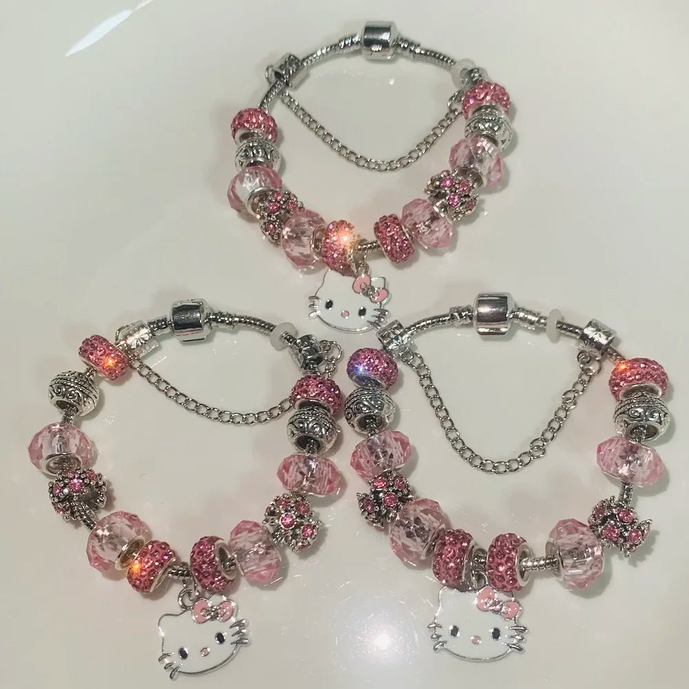Hello Kitty Luxury Diamond Bracelet Sanrio Beaded Anime Gift - Cake Pops Parties