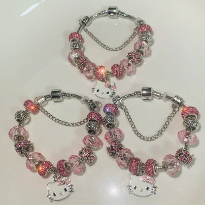 Hello Kitty Luxury Diamond Bracelet Sanrio Beaded Anime Gift - Cake Pops Parties