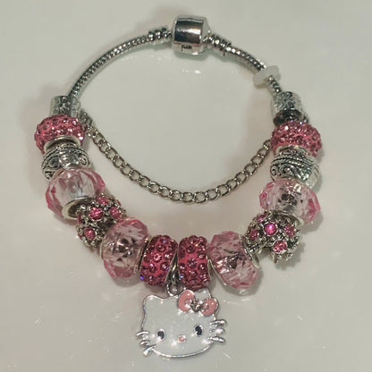 Hello Kitty Luxury Diamond Bracelet Sanrio Beaded Anime Gift - Cake Pops Parties
