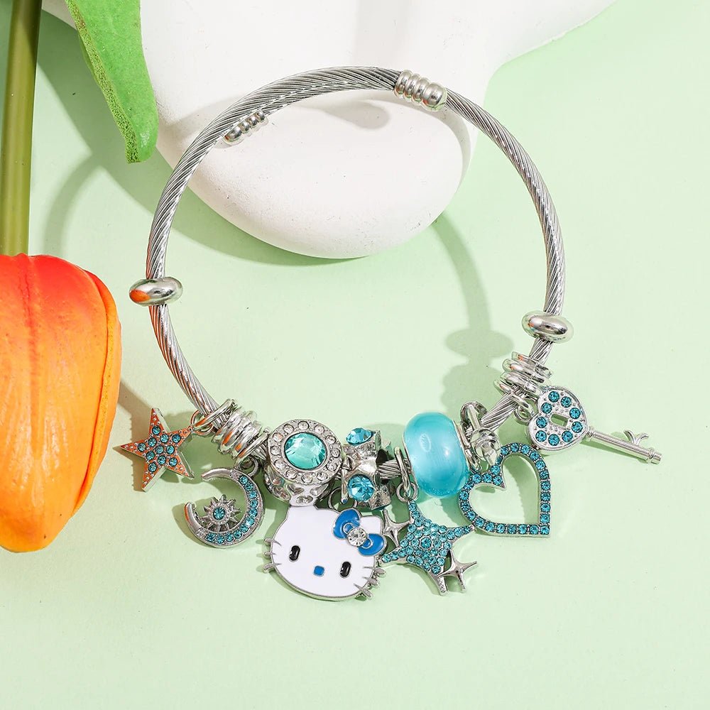 Hello Kitty Metal Pendant Bracelet Charms Star Heart Key Sanrio - Cake Pops Parties