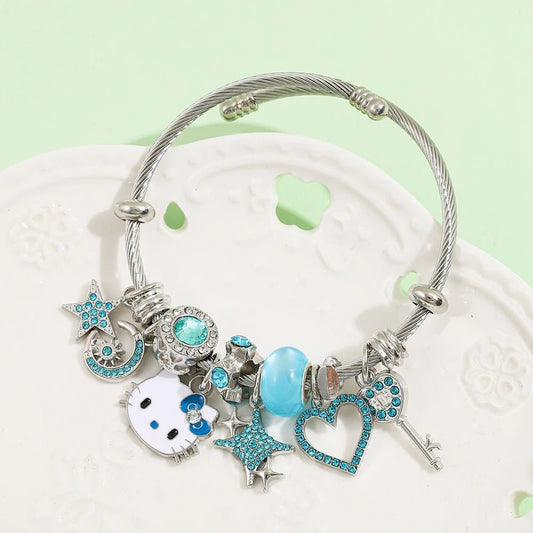Hello Kitty Metal Pendant Bracelet Charms Star Heart Key Sanrio - Cake Pops Parties