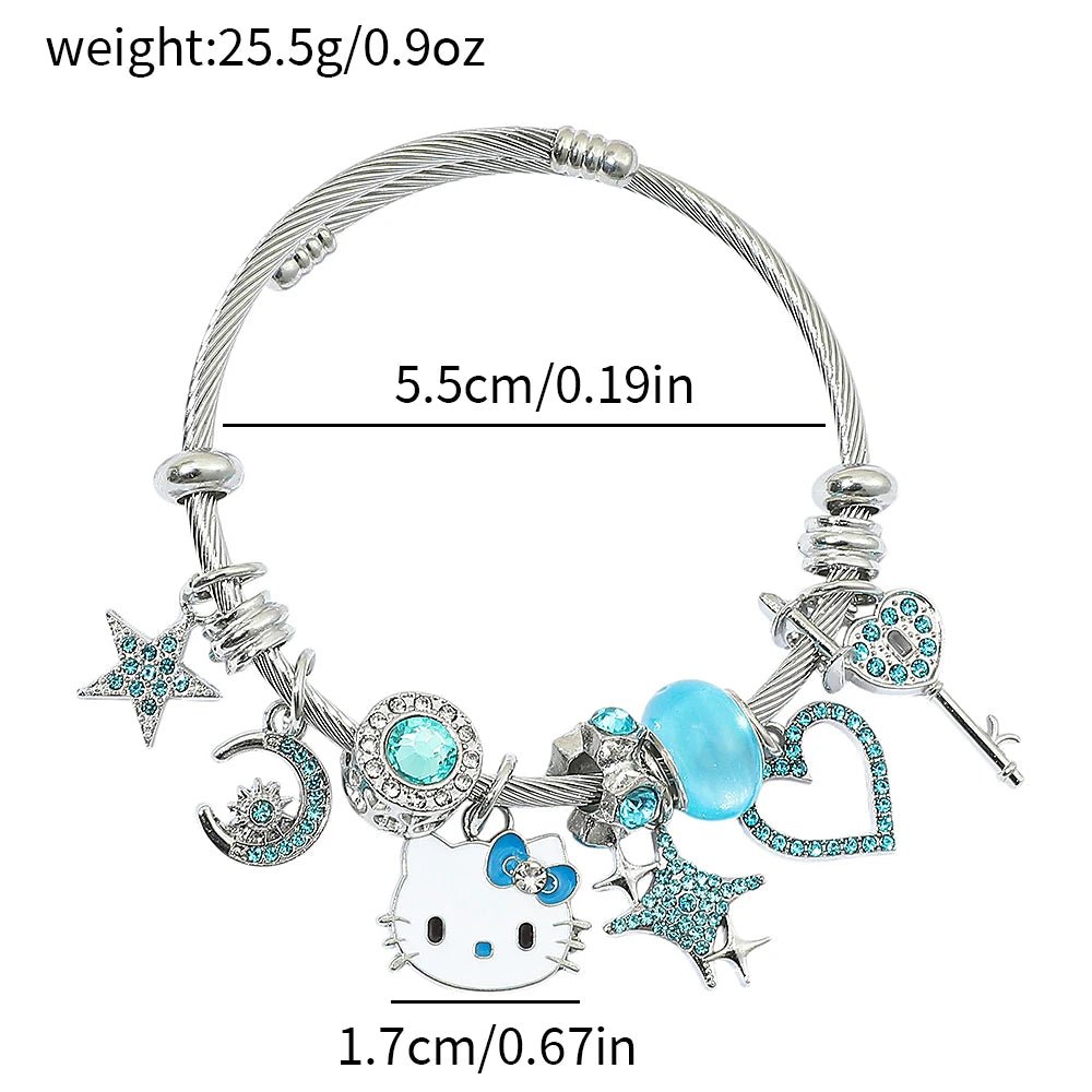 Hello Kitty Metal Pendant Bracelet Charms Star Heart Key Sanrio - Cake Pops Parties