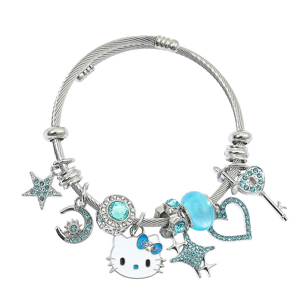 Hello Kitty Metal Pendant Bracelet Charms Star Heart Key Sanrio - Cake Pops Parties