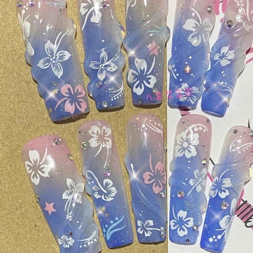 Hello Kitty Nails Y2K Leopard Print Press - On Reusable Set - Cake Pops Parties
