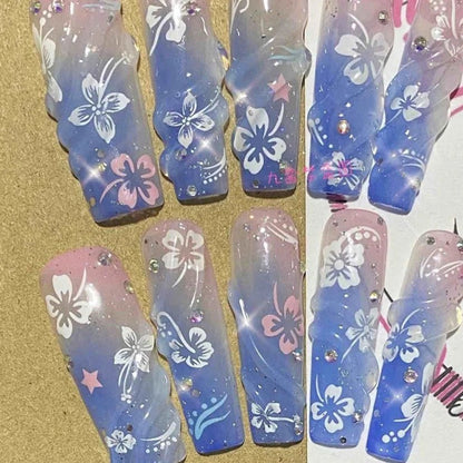 Hello Kitty Nails Y2K Leopard Print Press - On Reusable Set - Cake Pops Parties